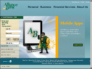 Web site www.alliancebank.com, Alliance Bank