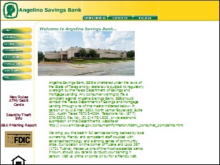 Web site www.angelinabank.com, Angelina Savings Bank