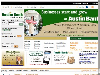 Web site www.austinbank.com, Austin Bank