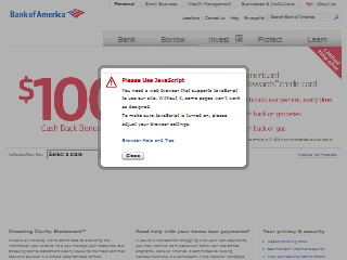 Web site www.bankofamerica.com, Bank Of America