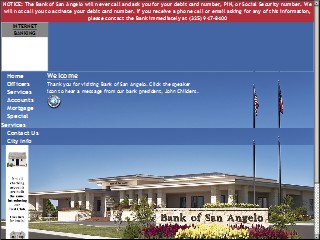Web site www.bankofsanangelo.com, Bank Of San Angelo