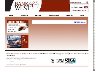 Web site www.bnkwest.com, Bank Of The West