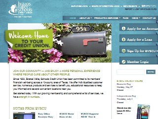 Web site www.bvscu.org, Brazos Valley Schools Credit Union