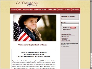 Web site www.capitalbankoftexas.com, Capital Bank Of Texas