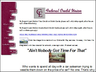 Web site www.cefedcu.com, C E Federal Credit Union