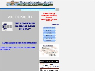 Web site http://www.cnbbrady.com, Commercial National Bank