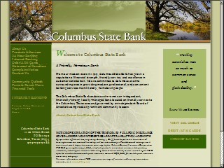 Web site www.columbusstate.com, Columbus State Bank