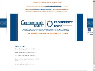 Web site www.coppermarkbank.com, Coppermark Bank