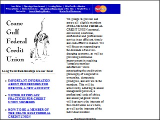 Web site www.cranegulffcu.com, Crane Gulf Federal CU