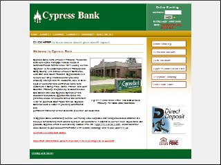 Web site http://www.cypressbanktx.com, Cypress Bank SSB