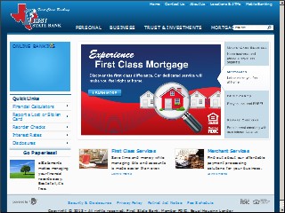 Web site http://www.firstclassbanking.com, First State Bank