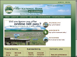Web site www.fnbeldorado.com, First National Bank-Eldorado