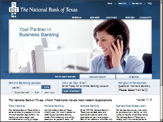 Web site www.nationalbanktexas.com, National Bank-Texas-Fort Worth