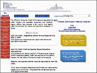 Web site www.occc.state.tx.us, Consumer Credit Commissioner