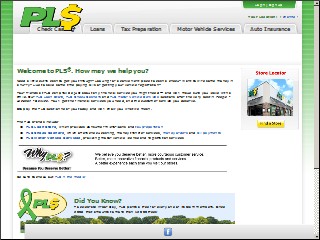 Web site www.plsfinancial.com, 24 Hour Check Cashers