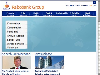 Web site www.rabobank.com, Rabobank International