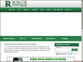 Web site www.roscoestatebank.com, Roscoe Bank