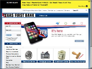Web site www.texasfirstbank.com, Texas First Bank