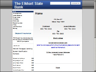 Web site www.theelkhartstatebank.com, Commercial Bank of Texas, N.A.