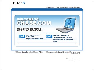 Web site www.wamu.com, Chase Bank