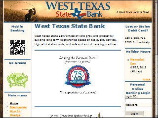 Web site www.wtstatebk.com, West Texas State Bank